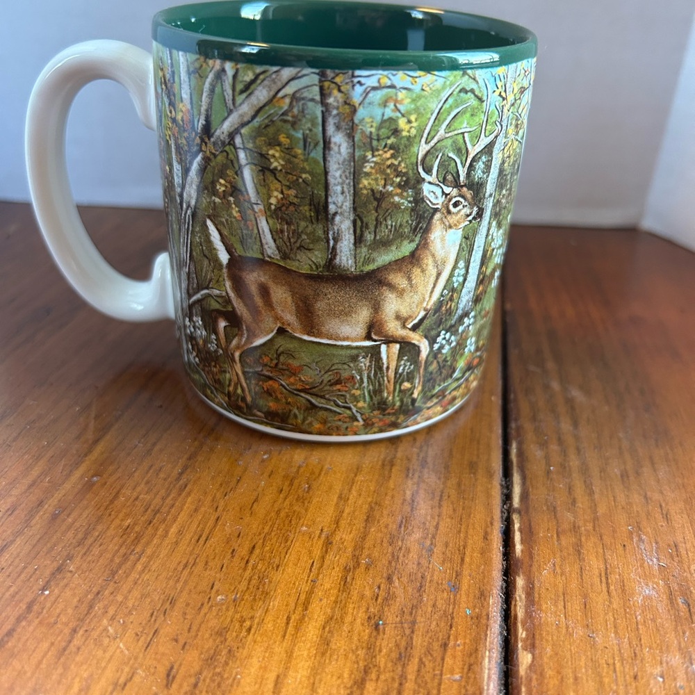 Woodland Deer Mug with Forest Green Interior